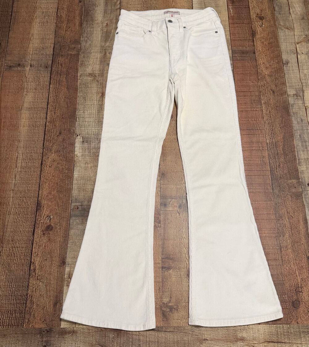 Lucky Brand Wmns Cream Corduroy Stevie High-Rise Flare Pants Sz 4 Boho Festival